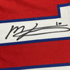 Framed Autographed/Signed Mac Jones 35x39 New England Red Football Jersey Beckett BAS COA