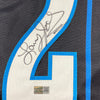 Framed Autographed/Signed Larry Johnson 35x39 Charlotte Black Basketball Jersey Steiner COA