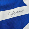 Framed Autographed/Signed Ereck Flowers 35x39 New York Blue Football Jersey JSA COA