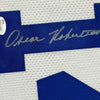 Framed Autographed/Signed Oscar Robertson 35x39 Cincinnati White Basketball Jersey JSA COA