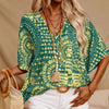 Mandala Print V-Neck Blouse – Casual Vacation Top by FitiqueFit