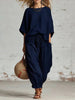 Women's Solid Color Loose Casual Set – T-Shirt & Ankle Pants by FitiqueFit