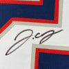 Framed Autographed/Signed JC J.C. Jackson 35x39 New England Blue Football Jersey JSA COA