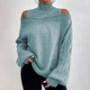 Women’s Elegant Off-Shoulder Turtleneck Sweater — Long Sleeve Knit Top by FitiqueFit