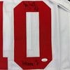 Framed Autographed/Signed Troy Smith 35x39 Heisman 06 Ohio State White College Football Jersey JSA COA