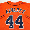 Framed Autographed/Signed Yordan Alvarez 35x39 Houston Orange Baseball Jersey JSA COA