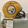 Autographed/Signed Le'Veon LeVeon Bell Pittsburgh Steelers Yellow Football Mini Helmet JSA COA