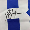 Framed Autographed/Signed Marshall Faulk 35x39 Indianapolis Blue Football Jersey JSA COA