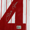Framed Autographed/Signed Pete Rose 35x39 Cincinnati Pinstripe Baseball Jersey Athlete Hologram COA Holo