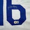 Framed Autographed/Signed Rick Monday 35x39 Los Angeles LA White Baseball Jersey Beckett BAS COA by Hall of Fame Sports Memorabilia