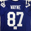 Autographed/Signed Reggie Wayne Indianapolis Blue Football Jersey Beckett BAS COA