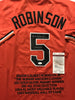 Autographed/Signed Brooks Robinson HOF 83  Baltimore Orange Stat Baseball Jersey JSA COA