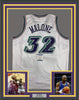 Framed Autographed/Signed Karl Malone 35x39 Utah White Basketball Jersey JSA COA