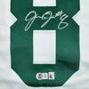 Framed Autographed/Signed Josh Jacobs 35x39 Green Bay White Football Jersey Beckett BAS COA by Hall of Fame Sports Memorabilia