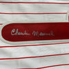 Framed Autographed/Signed Charlie Manuel 35x39 Philadelphia Pinstripe Baseball Jersey PSA/DNA COA