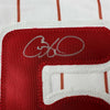 Framed Autographed/Signed Cole Hamels 35x39 Philadelphia Pinstripe Baseball Jersey Beckett BAS COA