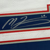 Framed Autographed/Signed Mac Jones 35x39 New England White Football Jersey Beckett BAS COA
