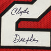 Framed Autographed/Signed Clyde Drexler 35x39 Portland Red Basketball Jersey JSA COA