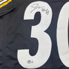 Framed Autographed/Signed Jaylen Warren 35x39 Pittsburgh Black Football Jersey Beckett BAS COA