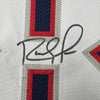 Framed Autographed/Signed Randy Moss 35x39 New England Blue Football Jersey Beckett BAS COA