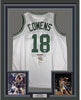 Framed Autographed/Signed Dave Cowens 35x39 Boston White Basketball Jersey JSA COA
