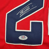 Framed Autographed/Signed Tanner Bibee 35x39 Cleveland Red Baseball Jersey PSA COA