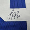 Framed Autographed/Signed Jason Pierre-Paul JPP 35x39 New York Blue Football Jersey JSA COA by Hall of Fame Sports Memorabilia