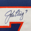 Framed Autographed/Signed John Elway 35x39 Denver Blue Football Jersey JSA COA