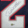 Framed Autographed/Signed Doug Flutie 35x39 New England Blue Football Jersey Beckett BAS COA by Hall of Fame Sports Memorabilia