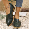 Point Toe Block Heels Loafers PU Leather Low Heel Shoes