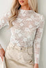 Apricot Pink Mock Neck Floral Lace Mesh Long Sleeve Top by Wild and Free Boutique