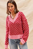 SO ME Color Block Textured Christmas Sweater V Neck Top by FitiqueFit