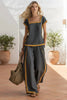 Solid Color Shirt & Wide-Leg Trousers Two-Piece Set by FitiqueFit