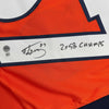 Framed Autographed/Signed Ed McCaffrey 35x39 2x SB Champs Denver Orange Football Jersey Beckett BAS COA