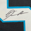 Framed Autographed/Signed Derrick Brown 35x39 Carolina Black Football Jersey JSA COA