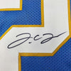 Framed Autographed/Signed JC J.C. Jackson 35x39 Los Angeles LA Powder Blue Football Jersey JSA COA