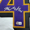 Framed Autographed/Signed Kyle Hamilton 35x39 Baltimore White Football Jersey Beckett BAS COA