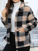 Beautiful Red Women Drop Shoulder Fuzzy Button-Up Jacket Soft And Comfortable Casual Fit Jacket by Stevvex