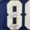 Framed Autographed/Signed Tony Rice 35x39 1988 National Champions Notre Dame Blue College Football Jersey JSA COA