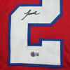 Framed Autographed/Signed Jaylinn Hawkins 35x39 New England Red Football Jersey Beckett BAS COA by Hall of Fame Sports Memorabilia
