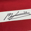 Framed Autographed/Signed Mac Jones 35x39 Alabama Red College Football Jersey Beckett BAS COA