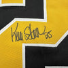 Framed Autographed/Signed Kevin Stevens 35x39 Pittsburgh Black Hockey Jersey JSA COA by Hall of Fame Sports Memorabilia