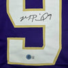 Framed Autographed/Signed Michael Penix Jr. 35x39 Washington Huskies Purple College Football Jersey Beckett BAS COA
