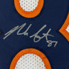 Framed Autographed/Signed Noah Fant 35x39 Denver White Football Jersey Beckett BAS COA