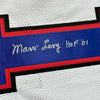 Framed Autographed/Signed Coach Marv Levy 35x39 HOF 01 Buffalo White Football Jersey Beckett BAS COA by Hall of Fame Sports Memorabilia