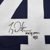 Framed Autographed/Signed Ty Detmer 35x39 Heisman 90 Brigham Young BYU Blue College Football Jersey JSA COA by Hall of Fame Sports Memorabilia