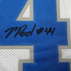 Framed Autographed/Signed Malcolm Rodriguez 35x39 Detroit White Football Jersey Beckett BAS COA by Hall of Fame Sports Memorabilia