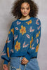 POL Floral Pattern Round Neck Balloon-Sleeve Sweater by FitiqueFit