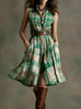 Women's Plaid Collared Sleeveless Fitted Waist Dress by FitiqueFit
