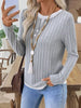 Ribbed Knit Long Sleeve Henley T-Shirt by Simply Love